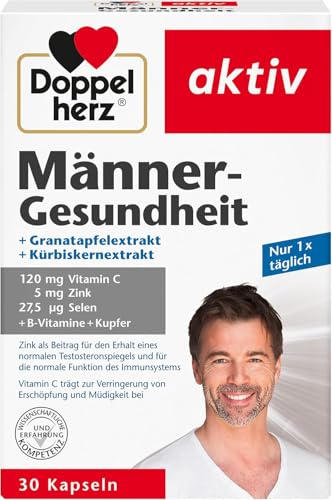 Doppelherz Männer-Gesundheit – Zink für den Erhalt normaler Testosteronspiegel und für die Funktion des Immunsystems – 1 x 30 Kapseln