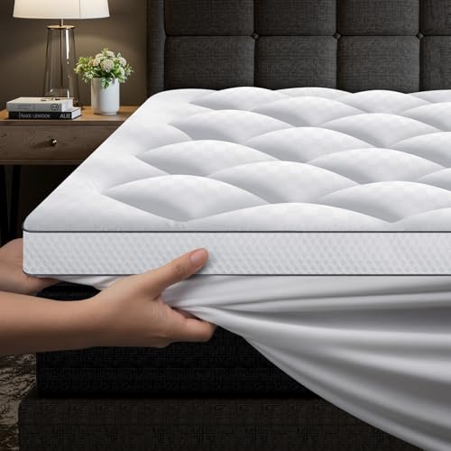 Autsel Matratzentopper mit Memory Foam Partikel 90x200cm, 1000gsm Ultraweich Matratzen Topper mit 4 Anti-Rutsch-Ecklaschen, Premium Matratzenauflage Hypoallergene, Maschinenwaschbar Microfaser Topper