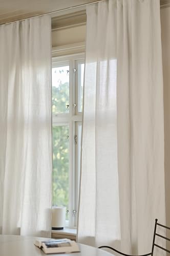 Jotex LINA Linen-Mix Multifunktionsgardine 2er-Set, Hochwertige Halbtransparente Leinen und Baumwolle Gardinen (2er-Pack) - Naturweiß, 135 x 220cm