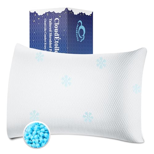 CloudÉtoile Kopfkissen Memory Foam Kissen - Höhenverstellbares Kissen mit Zerkleinerter Memory-Schaum Nackenkissen Kopfkissen, Seitenschläferkissen Nackenstützkissen 60x40x20 cm