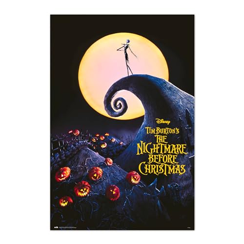 Grupo Erik Disney Poster - Nightmare Before Christmas Poster - Kunstdruck - Deko Wohnzimmer oder Deko Schlafzimmer - Deko Zimmer - Größe : 61 x 91 - Offizielle Lizenz - Disney Fanartikel