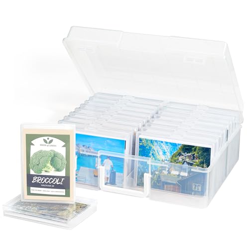 Lifewit Foto Aufbewahrungsbox mit 18 PCS innere Fotohalter, Fotobox 10,1 x 15,2 cm, durchsichtige Fotoboxen zur Aufbewahrung, Foto Organizer Box aus Kunststoff für Saatgut Karten Handwerk Aufkleber