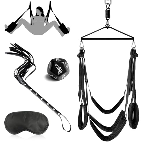 BDSMAGE Liebesschaukel Sexschaukel,Augenbinde Erotische Peitsche Sex hart erotisches Sexspielzeug für beide zusammen Sex Spielzeug ab 18 für Paare extrem Sex Toyset für Paar Set (Schwarz)
