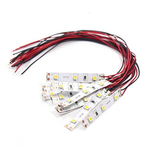 Evemodel Zubehör für Modelleisenbahnanlagen 10 Stk. 3-LED Hausbeleuchtung 5cm warmweiss mit Kabel 20cm 12-18 V DD01WM-10N-EU