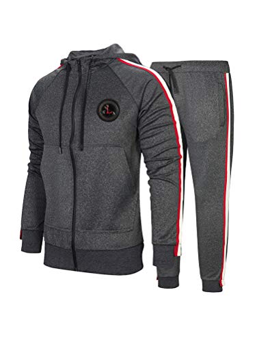 FTCayanz Herren Trainingsanzug Jogginganzug Sportanzug Männer Jogging Anzug Sweatshirt Hose 2-Dunkelgrau L