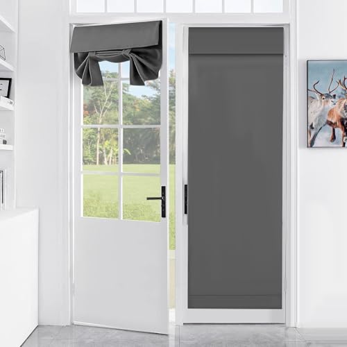 Gugxiom Türvorhang Vorne 66x173cm mit Streifen Türvorhang Seitenlicht für Küche Wohnzimmer Badezimmer Grau