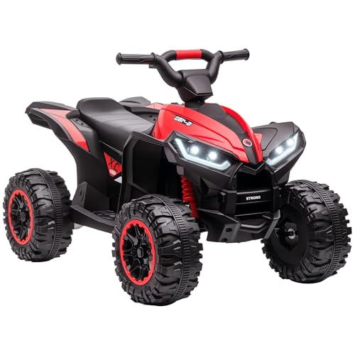 HOMCOM Kinder Quad Elektro 12V Kinderquad mit Vorwärts-, Rückwärtsfunktion, Musik, USB-Anschluss, Hupe, LED-Scheinwerfer 3-6km/h Elektro-Quad für Kinder 3-5 Jahre Rot