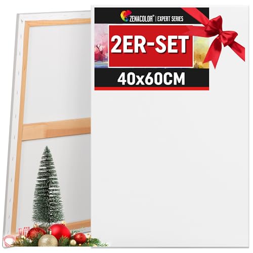 Zenacolor Leinwand Zum Bemalen 40x60 - Set aus 2 Canvas - Geeignet für alle Arten von Farben auf Leinwänden