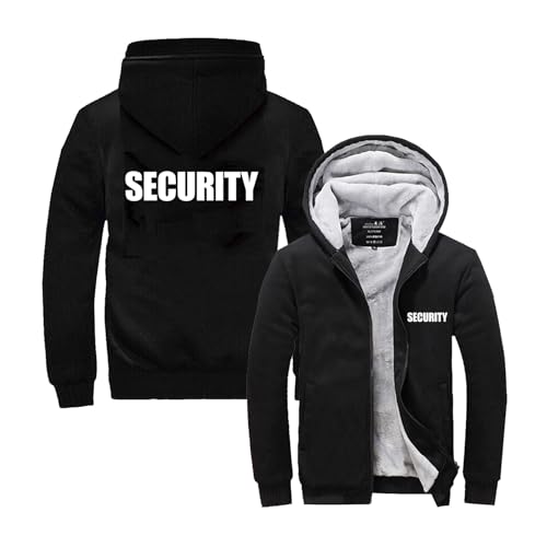 Herren Casual Hoodies Für Security Aufdruck Stitching Hoody Langarm Sweatshirts Zipper Sweater Sportstyle Jacken Kapuzenmäntel Mit Tasche Outwear Tops-Black||XL