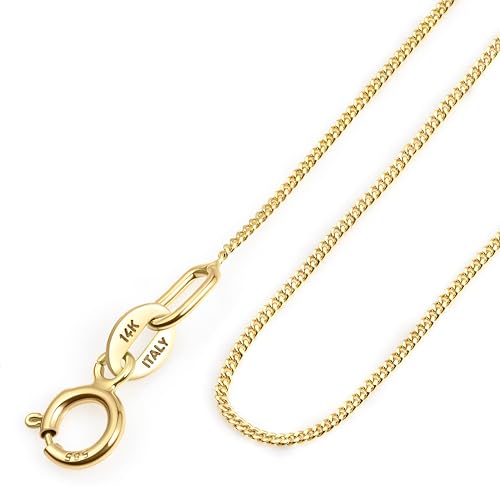 Amberta Italienische 14K 585 Echt Goldkette Damen und Herren | Dünne Box Singapur Panzer Echte Gold Kette Halsbadnd 40/45/50 cm: 14K 585 Panzerkette Gold 50 cm