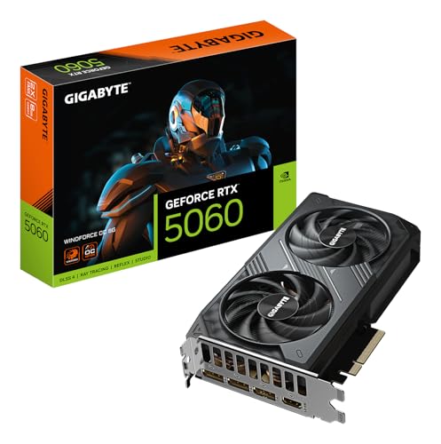 Gigabyte GeForce RTX 5060 WINDFORCE OC 8G Grafikkarte - 8GB GDDR7, 128bit, PCI-E 5.0, 2512 MHz Kerntakt, 3 x DisplayPort, 1 x HDMI, GV-N5060WF2OC-8GD