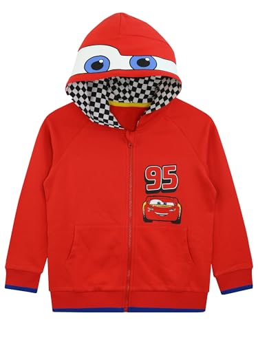 Disney Cars Hoodie | Lightning McQueen Kapuzenpulli | Cars Kleidung für Jungen | Rot | 104
