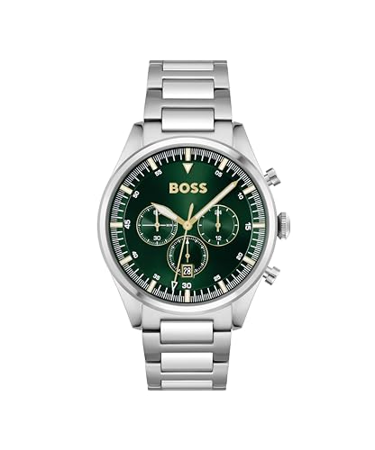 BOSS Chronograph Quarz Uhr für Herren Kollektion Pioneer mit Silbernes Edelstahlarmband - 1513868
