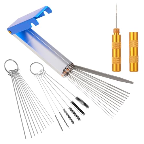 Vergaser Reiniger Set Auto Motorrad Reinigungsset Düsenreinigungsnadeln 13 Reinigungsset 10 Reinigungsnadeln 6 Nylon Bürsten 1 Scharfe Spindel für Motorrad Moped