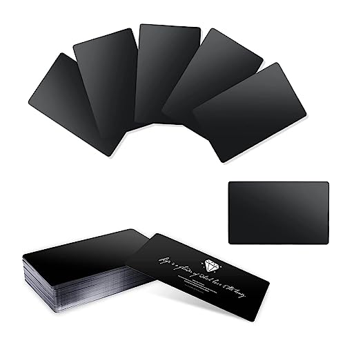 NUWIQ 100 Stück Visitenkarten Blanko, Rohlinge Metall Visitenkarten, Aluminium, für geschäftliche Anlässe, Geburtstage und Feiertage, 8,6x5,4cm, Schwarz