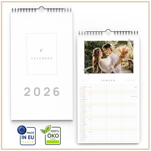 Bastelkalender 2026 [Langes Format mit 3 Spalten] Fotokalender 2026 Zum Selbstgestalten - Kalender Zum Selbstgestalten, DIY Kalender tolle Geschenk Idee für Weihnachten