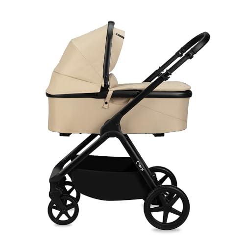 MoMi GISELLE Kombi-Kinderwagen 2 in 1 mit Buggy-Funktion, 5-Punkt-Sicherheitsgurt, ab dem 1. Lebenstag, bis 22 kg Körpergewicht (Buggy), Einkaufskorb, Matratze, Regenschutz und Wickeltasche