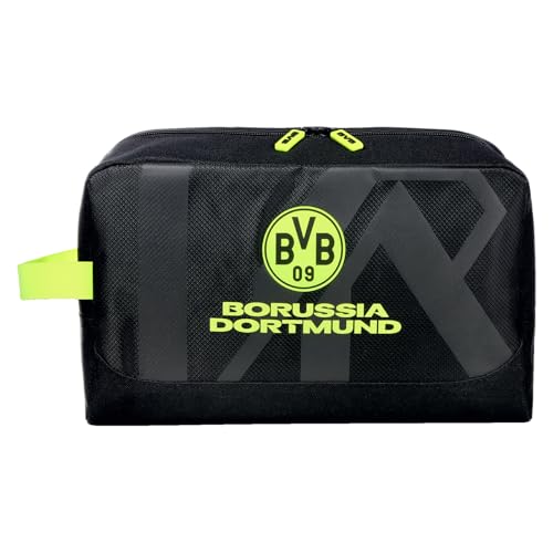Borussia Dortmund Kulturbeutel, 33 x 18 x 12 cm, Schwarz mit Neon-Gelb, Polyester