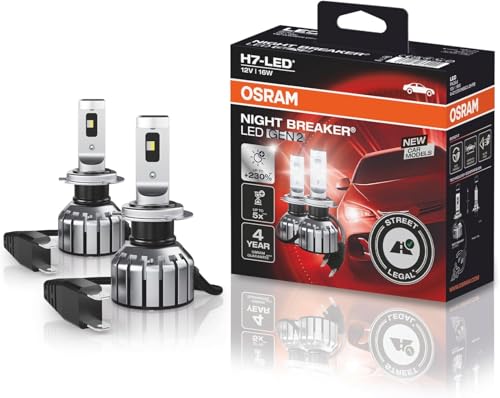 Osram NIGHT BREAKER LED H7 GEN 2, Fern- und Abblendlicht mit Straßenzulassung, 12V, bis zu 230% mehr Helligkeit