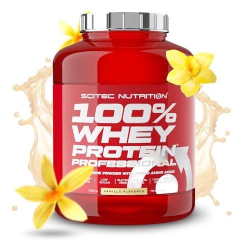 Scitec Nutrition 100% Whey Protein Professional - Angereichert mit zusätzlichen Aminosäuren und Verdauungsenzymen - Glutenfrei - Palmölfrei, 2.35 kg, Vanille