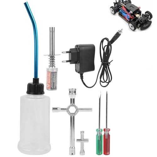 HERCHR RC Nitro Starter Kit, Nitro Starter Glow Stecker Zünder Ladewerkzeuge Fuel Flasche Kombi Universal RC Motor Zündsatz für 80141 1/8 1/10 Fernbedienung Fahrzeug