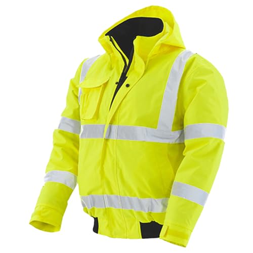 pka Warnschutz Pilotenjacke für die Arbeit - Wasserdichte & Winddichte Arbeitsjacke in Gelb Größe XL