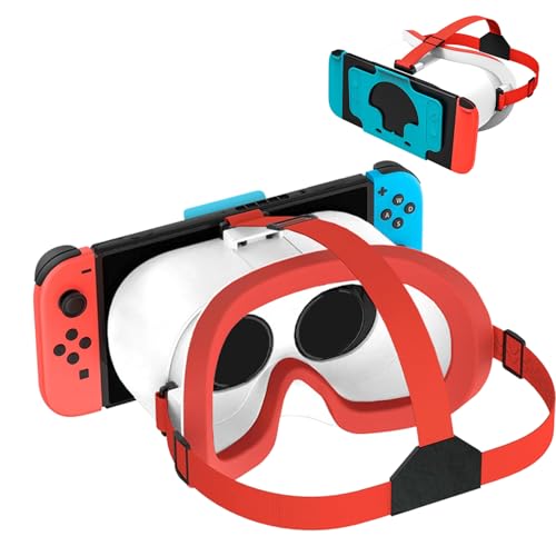 VR-Headset, für Nintendo Switch & Switch OLED konzipiert, VR-Brille mit verstellbaren HD-Objektiven und bequemem Kopfgurt, 3D-Brille für Nintendo Switch OLED (Weiß)