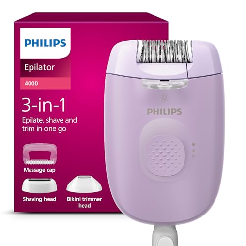 Philips Epilierer Series 4000, kabelgebundener Epilierer für Körper und Bikinizone, rasieren und trimmen, Haarentferner für Damen, Modell BRE257/00