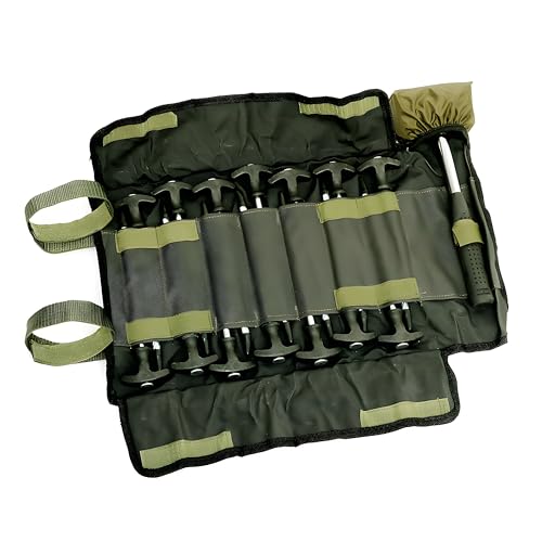 Lucx Heringe-Set 14-teilig inkl. Gummihammer & Tragetasche - Zeltheringe mit Gewinde für Angelzelte, Bivvy, Überwurf, Brolly & Camping - verzinkter Stahl, rostfrei