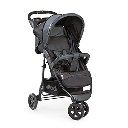 hauck Citi Neo II, Dunkelgrau - Dreirad Kinderbuggy ab Geburt bis 22 kg mit Liegefunktion, Becherhalter, Tasche im Verdeck, XL Korb bis 3 kg, Einhändig Zusammenklappbar, Leicht - 7,5 kg