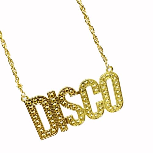Disco Goldkette Herren,Hip Hop Schmuck Plattenkette Gold,Rapper Kette,70er 80er 90er Jahre Outfit,Elvis Kostüme Accessoires,Für Halloween Fasching Karneval Thema Party Kostüm,Hiphop Bling Halskette