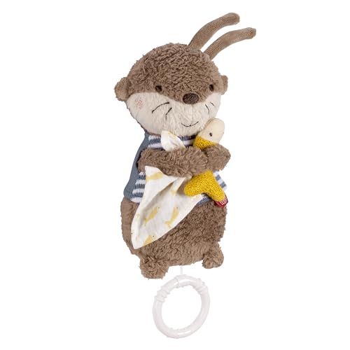 Fehn Mini-Spieluhr Otter – Kuscheltier & Einschlafhilfe: Aufzieh-Spieluhr mit sanfter Melodie Brahms Wiegenlied beruhigt in jeder Situation – für Babys und Kleinkinder ab 0+ Monaten