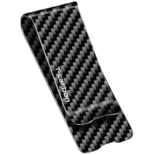 T-carbon-Echte Kohlefaser Geldklammer-Tragbare einfache Geldscheinklammer-Geldklammer für Männer-Carbon Fiber Money Clip Kreditkartenetui Banknotenetui Namenskartenetui（Glossy Schwarz）
