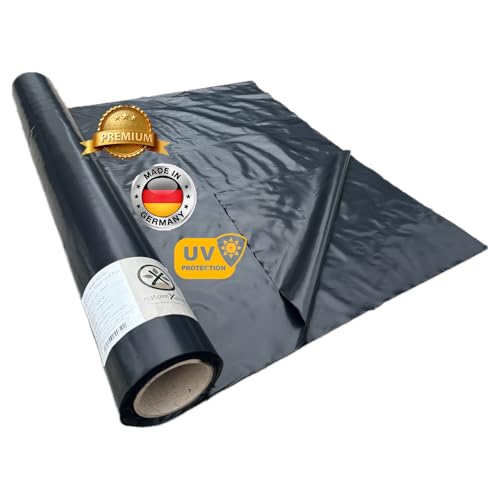 natureXpert – 2 x 25 m Universal-Abdeckfolie UV-beständig, Made in Germany, Schwarz - für Garten, Haus, Pool, Silo Abdeckung und Bau – wasserdicht und zum einfach zuschneiden