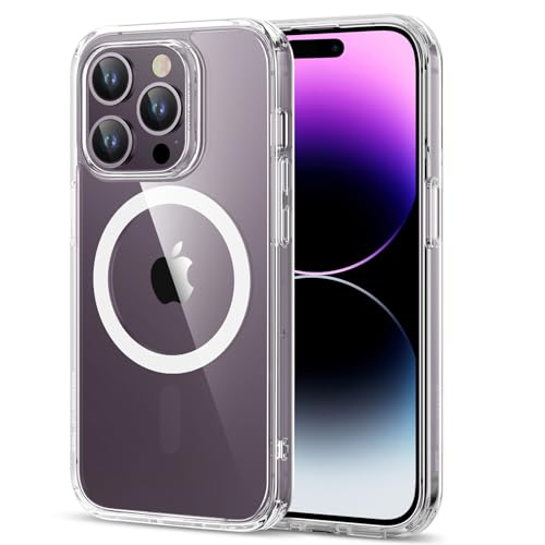 ESR für iPhone 14 Pro Hülle, kompatibel mit MagSafe, Militärnorm Schutz Magnetisches HandyHülle für iPhone 14 Pro Case, vergilbungsbeständig, Kratzfeste Rückseite, Klar