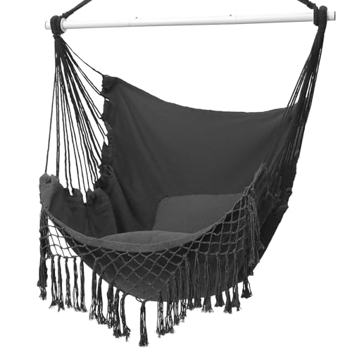 Hängesessel für Indoor und Outdoor mit 2 Kissen - Bis 150 kg Belastbar, Hängestuhl für Erwachsene in Schlafzimmer und Garten