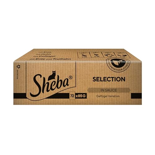 Sheba Selection in Sauce Katzenfutter Geflügelauswahl, 72 Beutel (72 x 85 g)