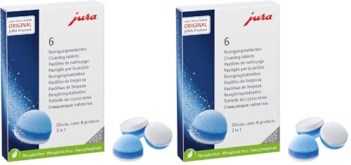 JURA original - 3-Phasen-Reinigungstabletten für 6 Reinigungen - TÜV-zertifizierte Hygiene - 6 Stück - 24225 (Packung mit 2)