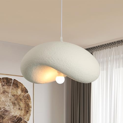 Moderner Kronleuchter im Wolkenstil, japanischer Kronleuchter im Wabi-Sabi-Stil, E27-Lampenschirme in Hutform für Deckenleuchten,50 cm weiße Pendelleuchte für Esszimmer, Kücheninsel, Schlafzimmer