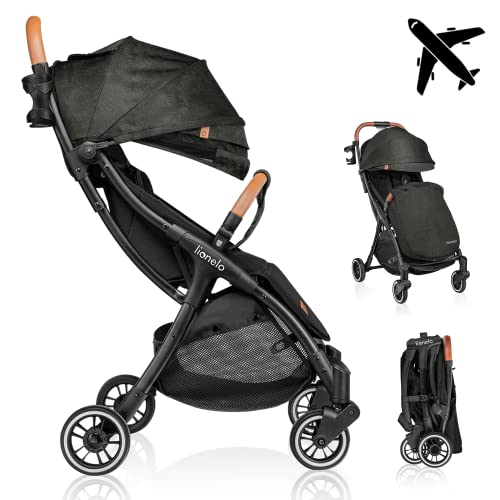 LIONELO Julie One Buggy Kinderwagen bis 22 kg, verstellbare Rückenlehne und Fußstütze, Moskitonetz, Beinwärmer, Getränkehalter und Transporttasche, zusammenklappbar TROPICAL GREEN