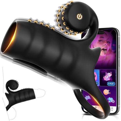 Penisring mit Klitorisstimulator Sex Spielzeug für die Paare Penishülle, Penisringe Bdsms Sexspielzeug Extrem Sex für Beide Zusammen Cock Ring 9 Modi APP Penis Vibrator für Penisverlängerung Schwarz