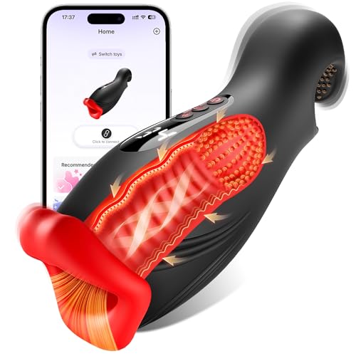 Masturbieren für Männer Dual-End Beads Stimulation 9 Vibration, Sex Spielzeug für die Männer Masturbator Penis Vibrator 4 Wellensaugen, Sex Toyset für Man mit Manuelles Trainer App Control Contitop