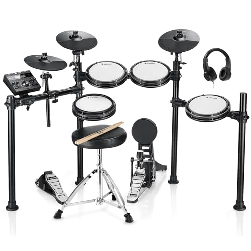 Donner DED-200 E-Drum-Sets, E-Schlagzeug mit 450 Sounds, USB-MIDI-Konnektivität, Drum Throne/Sticks/Kopfhörer/Audiokabel, Weihnachtsgeburtstagsgeschenk
