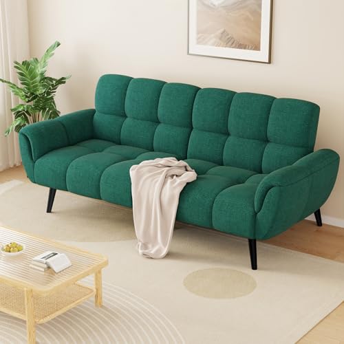 HIPIHOM Sofa Mit Schlaffunktion, Klappsofa Sofa 3 Sitzer, Schlafsofa 195x85cm, Bequemes Geeignet Für Wohnzimmer, Büro, Lounge, Zimmer, Schlafzimmer (Grün)