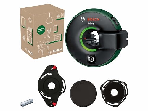 Bosch All-in-One-Linienlaser Atino der 2. Generation, abnehmbares und feststellbares Maßband (horizontale oder vertikale Ausrichtung, Befestigung an rauen und glatten Oberflächen, E-Commerce Karton)