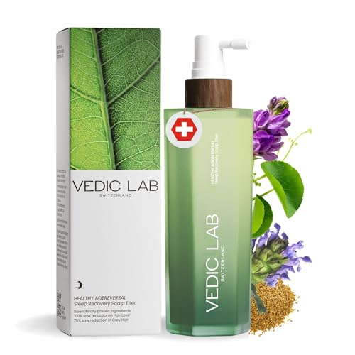 VEDIC LAB Sleep Recovery-Kopfhaut-Elixier | Anti-Haarausfall-Serum für Frauen | Effektive Haarwuchsbehandlung mit ayurvedischen Kräutern und Schweizer Biotech | 0% Minoxidil, 0% Aggressivität (100 ml)