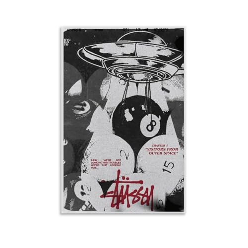 Lcaltcp Wandkunst, Stussy Art, Poster, Musikposter für Zimmer, ästhetische Leinwand, Wandkunst, Schlafzimmerdekoration, 30 x 45 cm