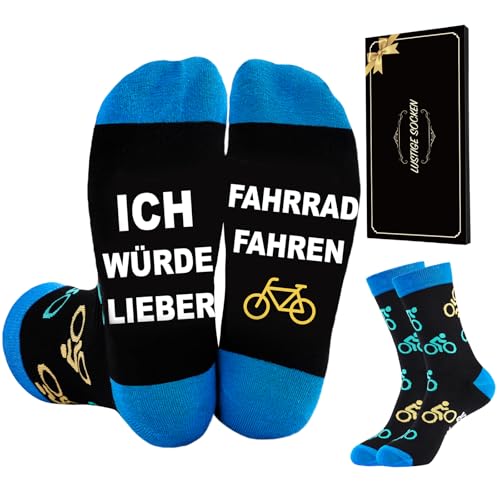 SockWaddles Lustige Socken Herren mit Sprüchen, Ich Würde Lieber Fahrrad Fahren – Geschenkidee für Männer, Fahrrad zu Weihnachten Geburtstag Vatertag Adventskalender Füllung