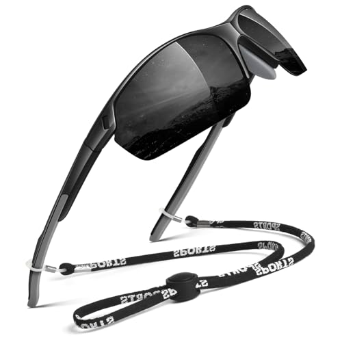 LINVO Sonnenbrille Herren Damen Polarisiert Flexibeler TR90 Halbrahmen Rahmen Wraparound 100% UV400 Schutz Sport Fahren Angeln