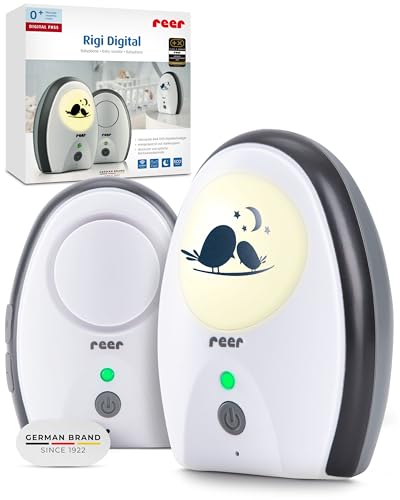 reer Rigi Digital Babyphone | 300 m Reichweite | Mit Nachtlicht und Gegensprechfunktion | VOX-Funktion | FHSS-Technologie | Akku- oder Netzbetrieb | Qualität vom Erfinder